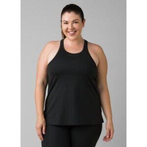 PrAna Becksa Crew Neck Tank Top 3XL Solid Black shelf bra NWOT